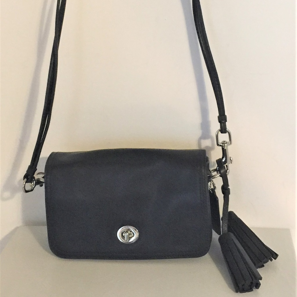 Coach Black Leather Legacy Small Penny Purse Swing